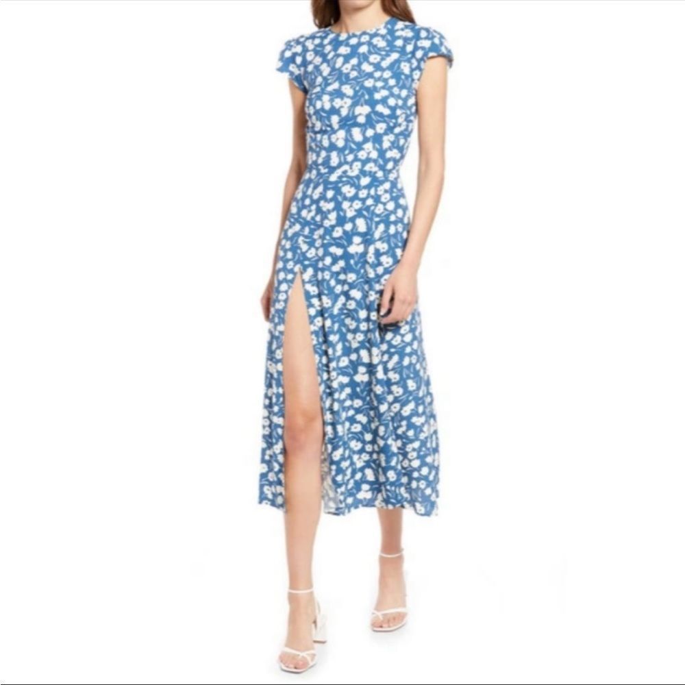 Reformation Blue and White Floral Midi Dress